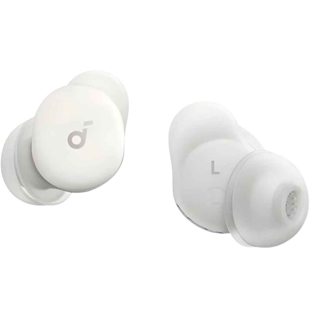 Soundcore Sleep A30 Écouteurs pour dormir Blanc, deux écouteurs intra-auriculaires compacts, embouts silicone doux, design ergonomique, marquage L et logo