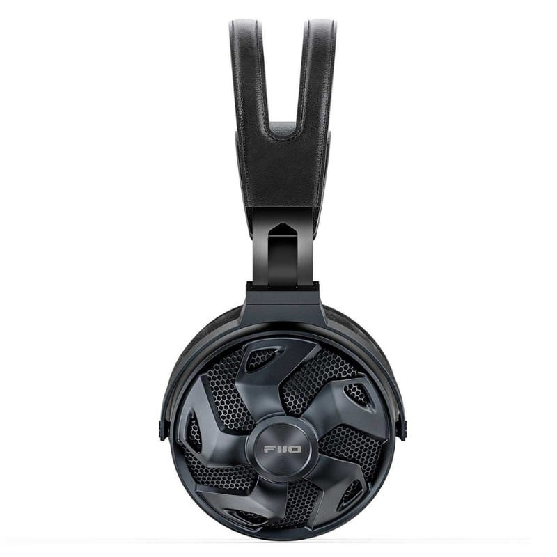 FiiO FT3 350 Ohms Negro, audífonos circumaurales abiertos con copas metálicas negras, rejillas geométricas y diadema acolchada en cuero sintético