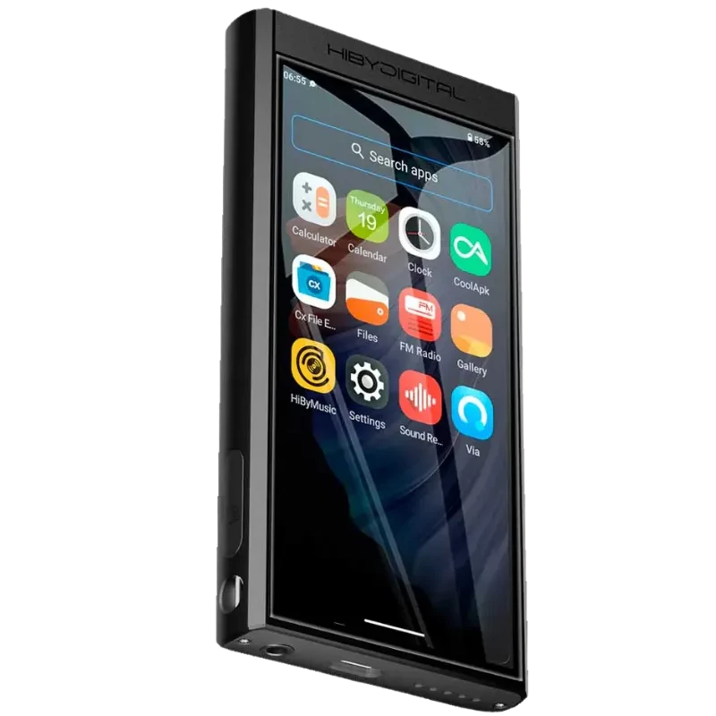 HiBy Digital M300 128 Go Noir Lecteur Hi-Res avec grand écran tactile, bordures fines, molette latérale, ports jack et USB, interface colorée d apps