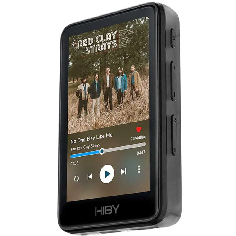 HiBy R1 Negro Reproductor Hi-Res con pantalla a color, carátula de álbum, botones laterales físicos y cuerpo compacto en acabado negro mate