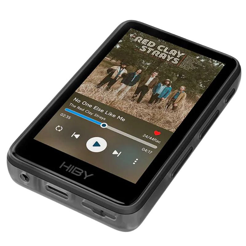 HiBy R1 Negro - Reproductor Hi-Res compacto con pantalla táctil, carcasa negra, botones laterales, puerto USB-C y jack de 3.5 mm