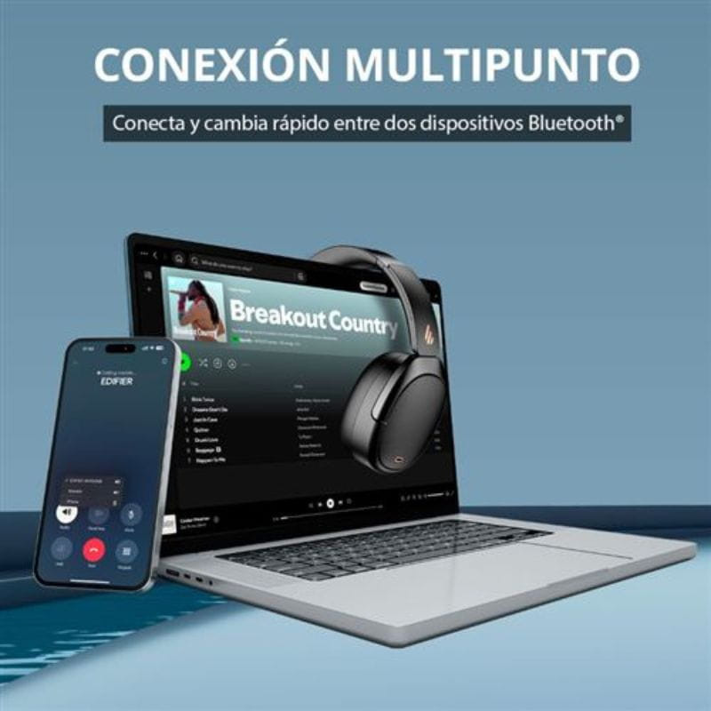Edifier WH950NB 2025 Auscultadores ANC Bluetooth Preto com EQ personalizável via app, sliders de frequência na tela e modos de som ajustáveis