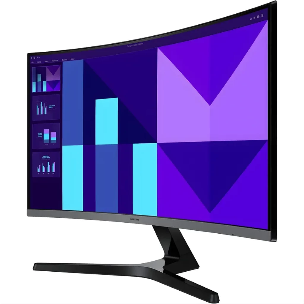 Monitor curvo negro de 32 pulgadas con pantalla sin bordes, base en V, panel Full HD, 100 Hz y tiempo de respuesta de 4 ms para visuales fluidas y nítidas