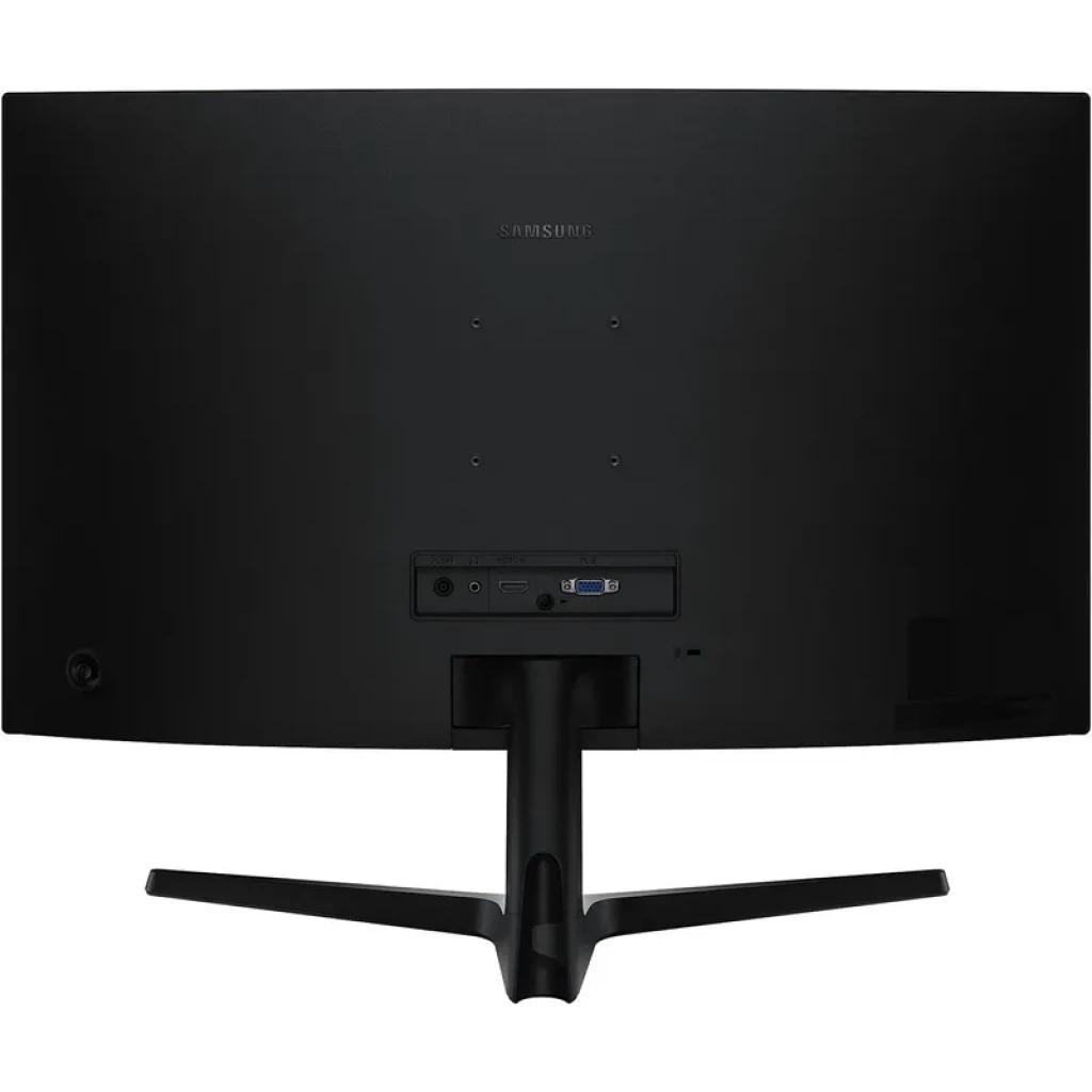 Samsung S39GD 32 pulgadas curvo negro, panel trasero con puertos HDMI, VGA y audio, peana en V, VESA central, acabado mate y diseño minimalista