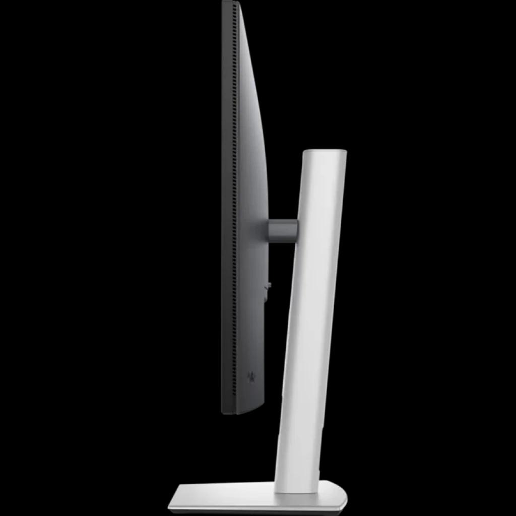 Perfil lateral del monitor DELL Pro Plus P3225DE 32 pulgadas, acabado negro y gris, soporte robusto y delgado, diseño minimalista para escritorio moderno