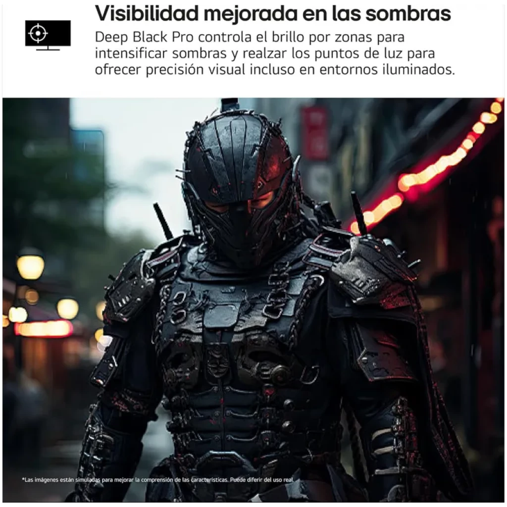 LG UltraGear 27G850A-B écran 27 pouces fin aux bords minces affichant un visuel de jeu sombre et détaillé avec contraste accentué et couleurs vives