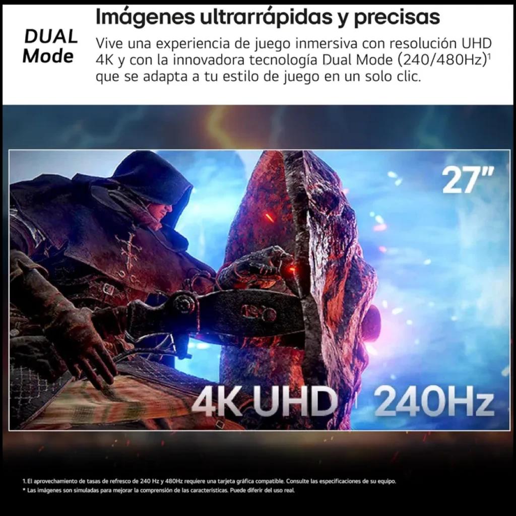 LG UltraGear 27G850A-B 27 pouces Nano IPS 4K UHD 240 Hz 1 ms écran PC, bords fins, couleurs vives, fluidité extrême pour le jeu compétitif