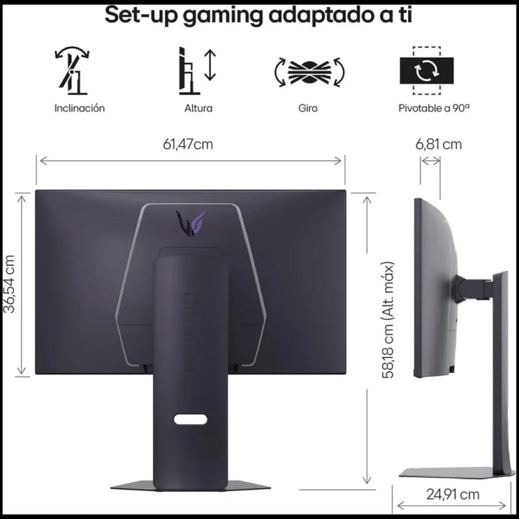 LG UltraGear 27G850A-B 27 pouces, écran 4K UHD Nano IPS, pied ergonomique réglable en hauteur, inclinaison, rotation et pivot 90°, bords fins, noir