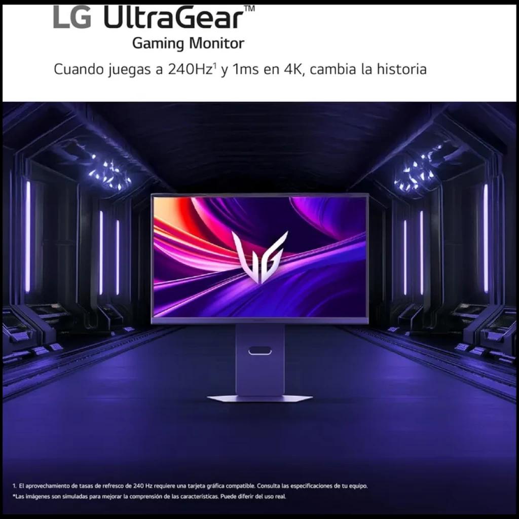 LG UltraGear 27G850A-B 27 pouces écran PC Nano IPS 4K UHD, 240 Hz, 1 ms, design fin, bords ultraminces, logo VG lumineux sur fond gaming néon