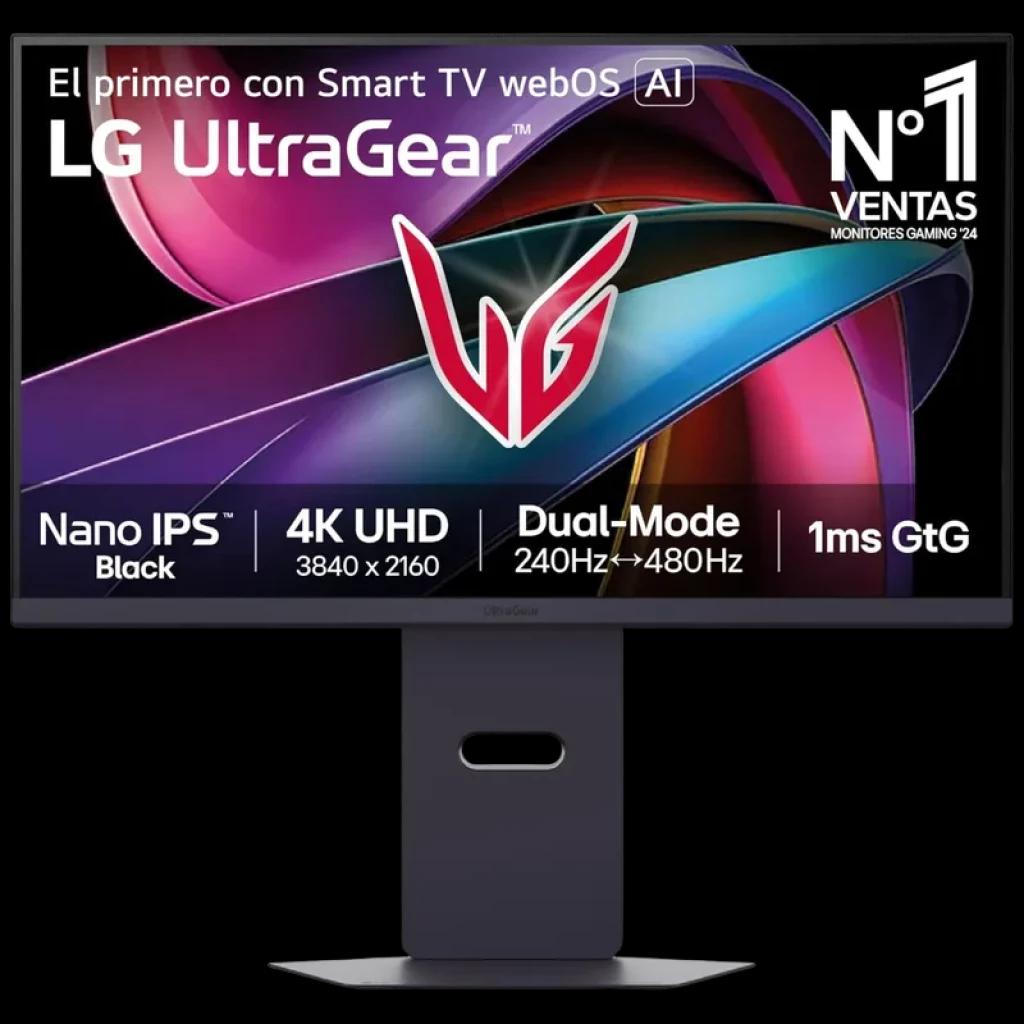 LG UltraGear 27G850A-B écran gaming 27 pouces, cadre fin, support robuste réglable, dalle Nano IPS, affichage 4K UHD, logo VG centré, design noir élégant