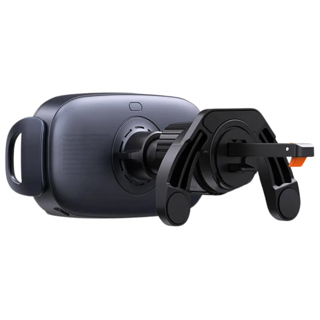 Baseus LightChaser Soporte para coche con cargador inalámbrico triple bobina, brazo ajustable, sujeción firme y ventilación trasera en acabado negro