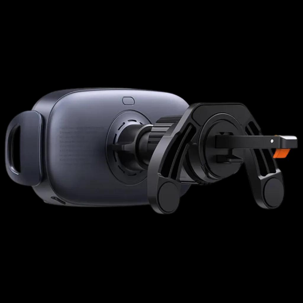 Baseus LightChaser Soporte para coche con cargador inalámbrico triple bobina, brazo ajustable, sujeción firme y ventilación trasera en acabado negro