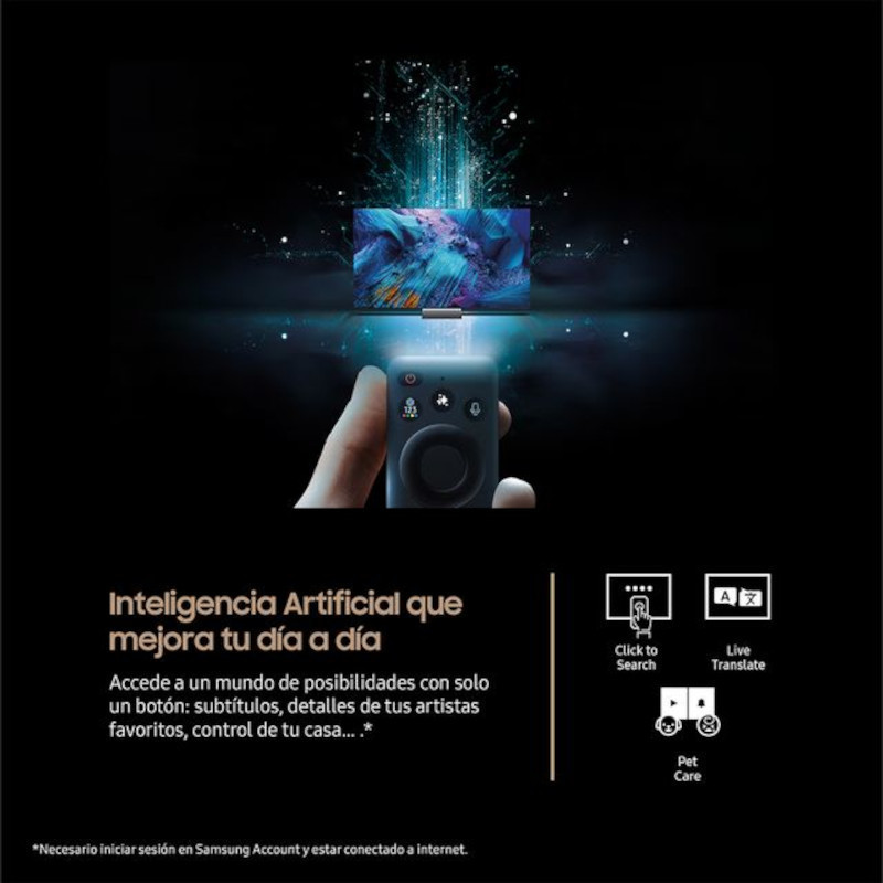 Samsung TQ65S95FAT 65 pulgadas 4K OLED con IA, colores vivos y negros profundos; mando con atajos para búsqueda, traducción en vivo y control del hogar