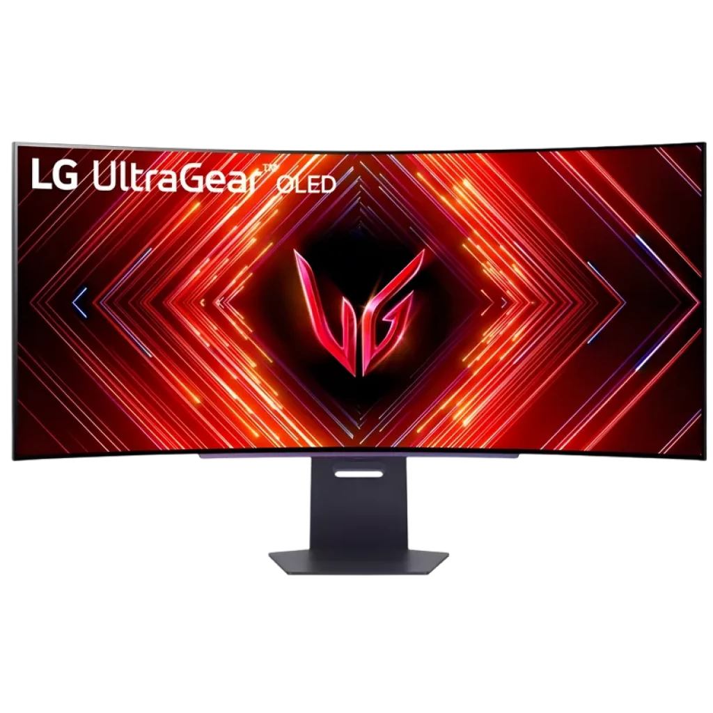 Monitor gaming curvo OLED 45 pulgadas Wide Quad HD, 240Hz, diseño negro UltraGear con peana robusta y biseles delgados, ideal para inmersión y fluidez