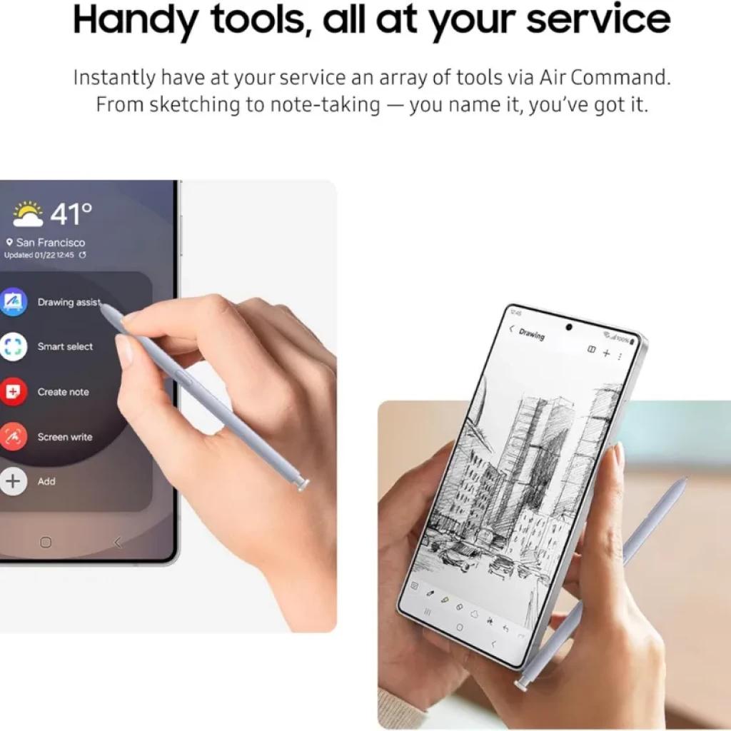 Samsung S Pen pour Galaxy S25 Ultra Gris, stylet fin gris métal avec pointe précise, bouton latéral, idéal pour croquis, notes et contrôle Air Command