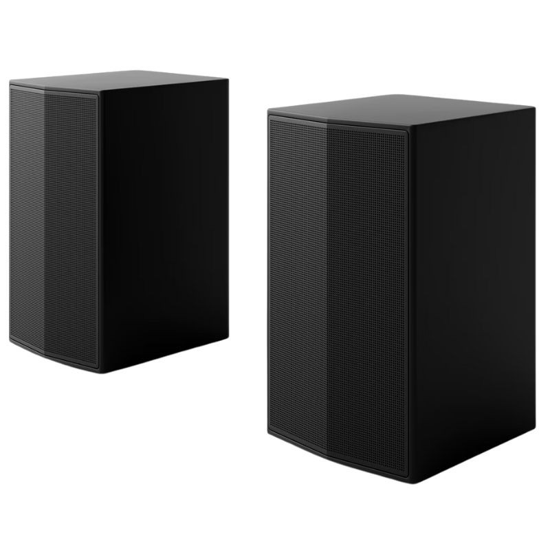 LG S70TR barre de son noire avec connectique visible: HDMI In, HDMI eARC, USB et prise optique, finition mate soignée, bords arrondis