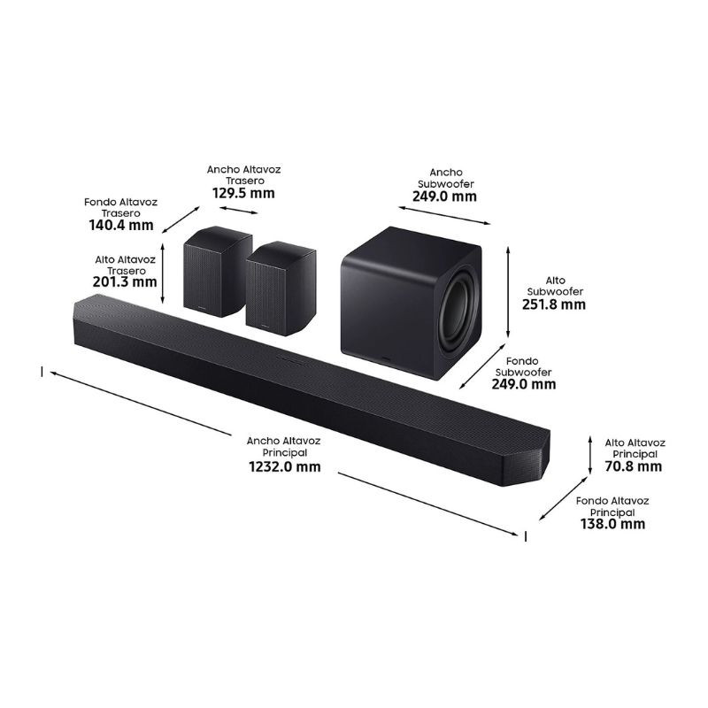 Samsung HW-Q990F/ZF 11.1.4 Noir - Barre de son, dimensions de l'appareil en mm