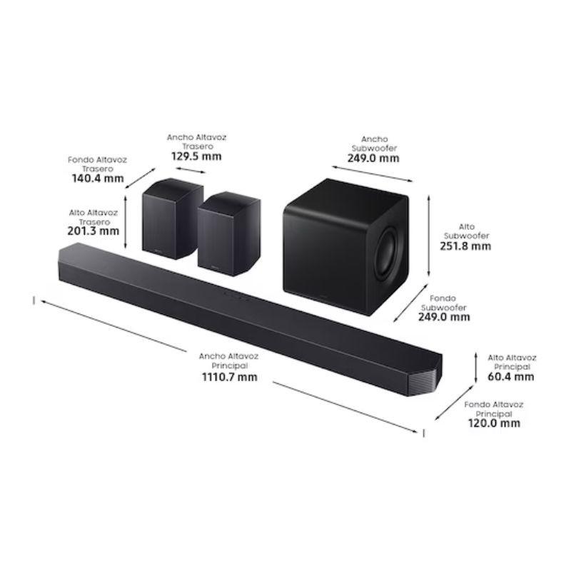 Samsung HW-Q930F/ZF 9.1.4 580 W Preto - Barra de som,  dimensões do equipamento em mm