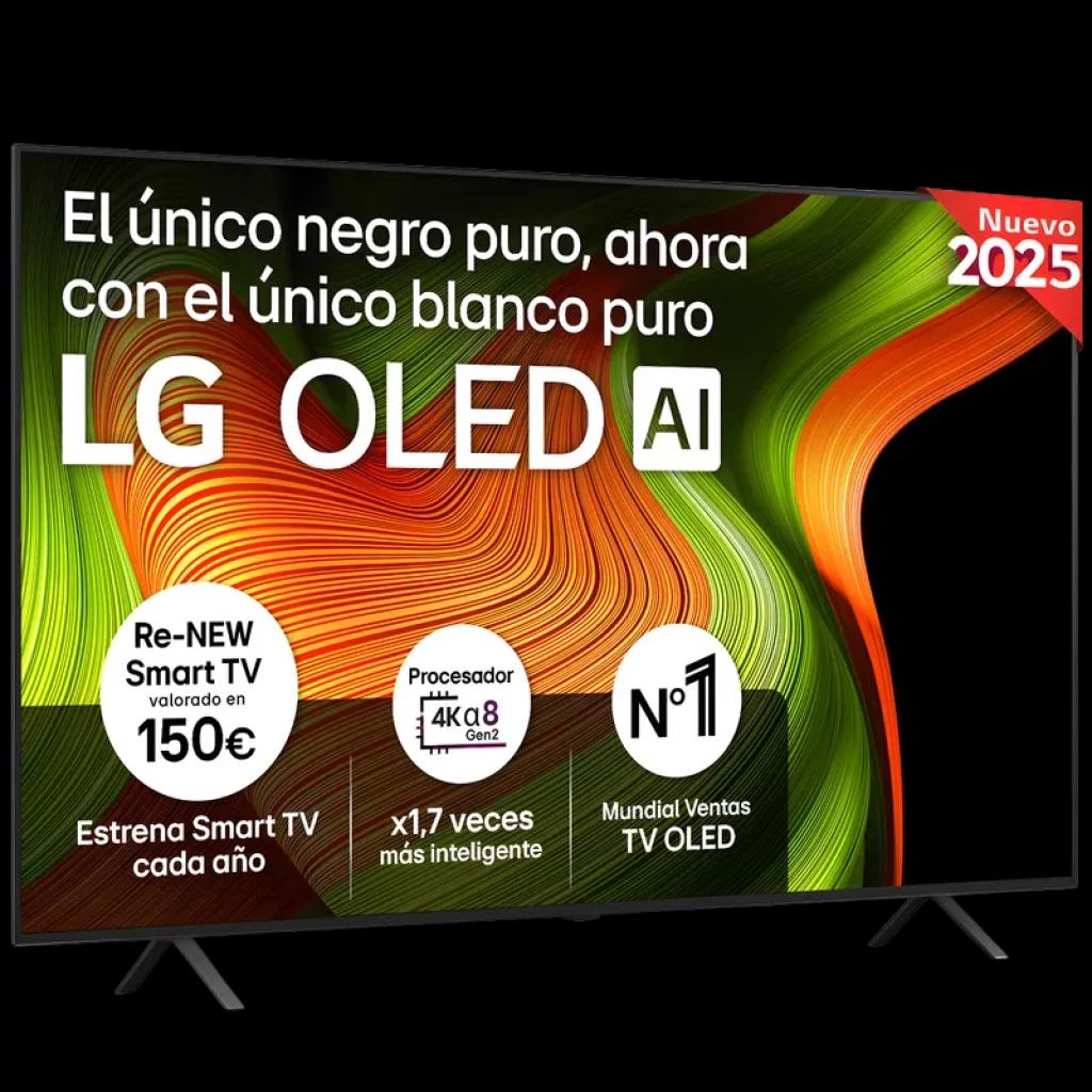 LG OLED77B56LA 77 4K UHD OLED Smart TV Wi-Fi Preto com painel ultrafino, bordas mínimas, suporte duplo e tela grande com cores vibrantes e contraste puro
