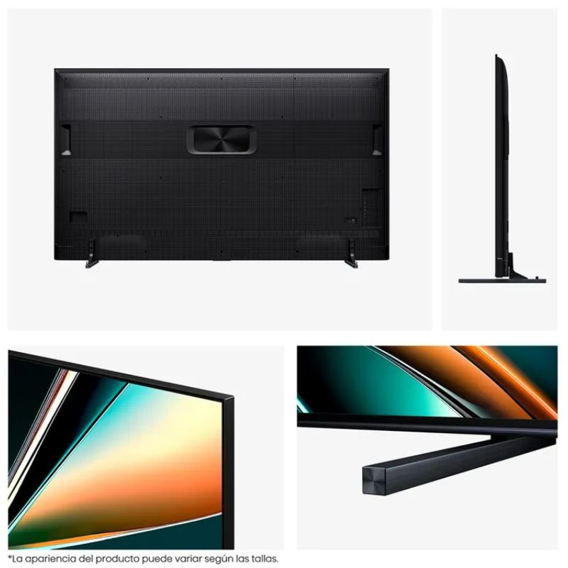 Hisense 85U7Q 85"4K Ultra HD Smart TV Wi-fi Negro, vista detalle de la parte trasera, perfil, marco y patas