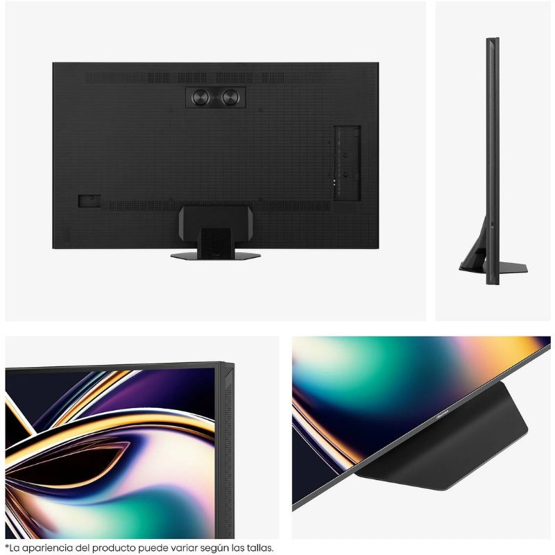 Hisense 55U8Q 55" 4K Ultra HD Smart TV Wifi Negro, vista detalle de la parte trasera, lateral, marco y peana