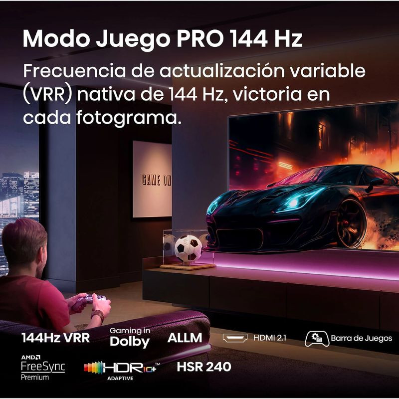 Hisense 75E7Q PRO 75" 4K QLED Smart TV Negro, Modo juego PRO 144 Hz