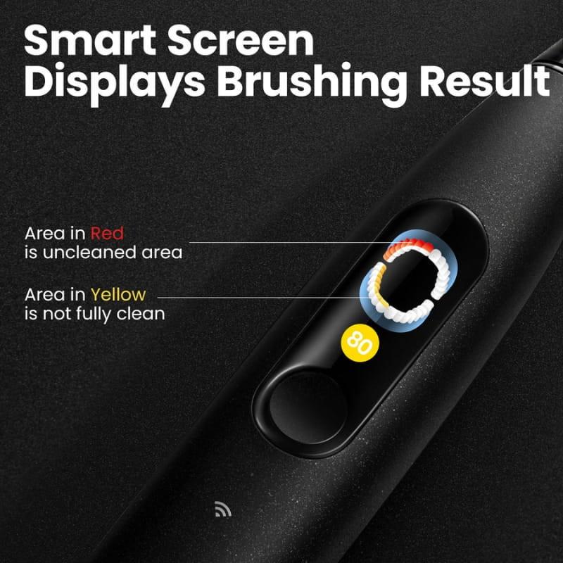 Oclean X Ultra S Negro - Cepillo de Dientes Eléctrico con pantalla inteligente en mango, indicador circular de zonas limpias y porcentaje de limpieza