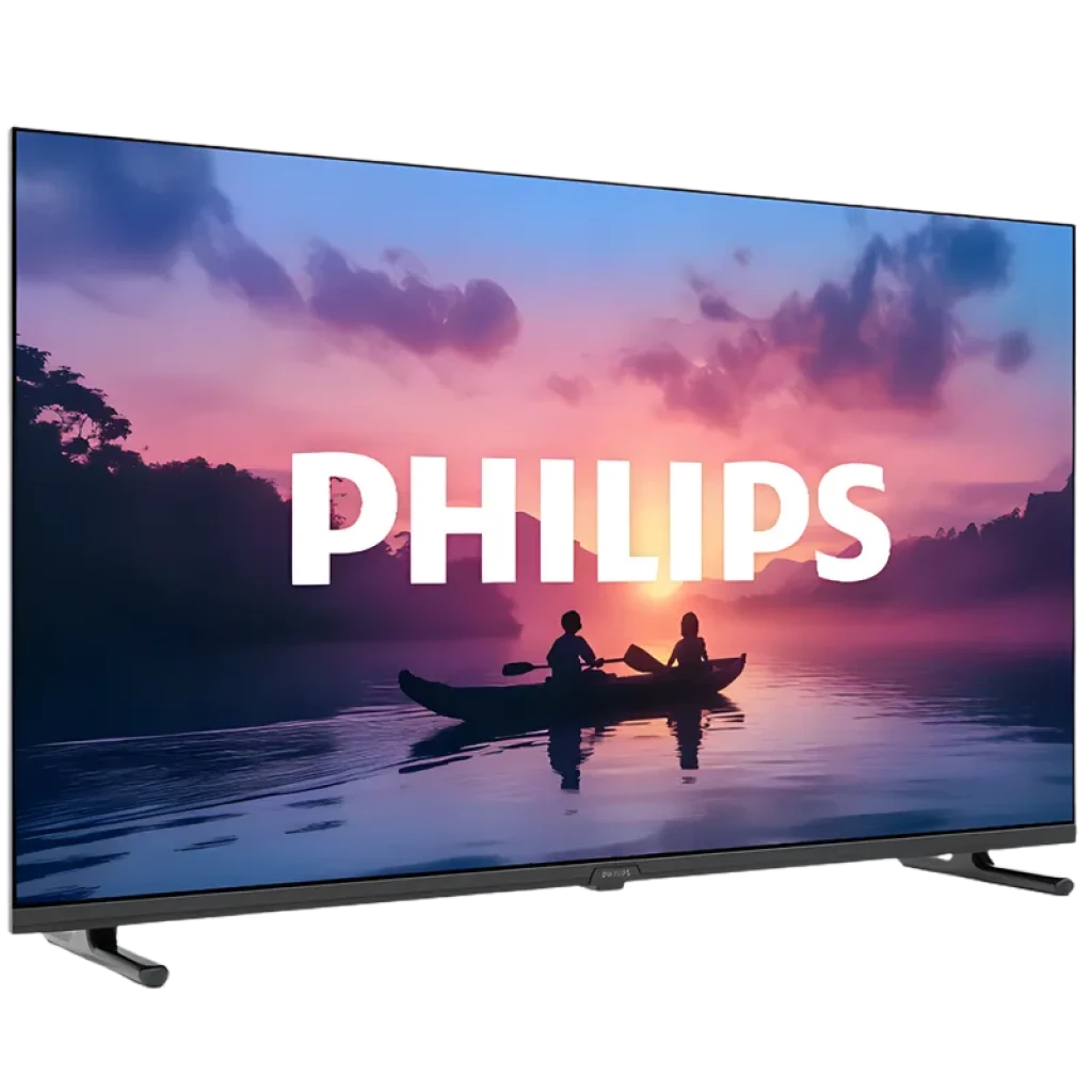Televisor Philips 32 pulgadas Full HD con HDR10 y sonido Dolby Audio, marco fino negro y base doble metálica, imagen nítida y colores intensos