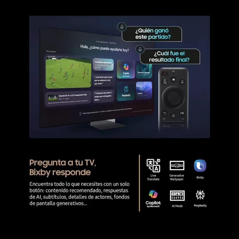 Samsung TQ85QN74FAT 85 4K Neo QLED com IA, tela grande com cores vibrantes, controle remoto com microfone, Bixby, legendas e recursos inteligentes integrados