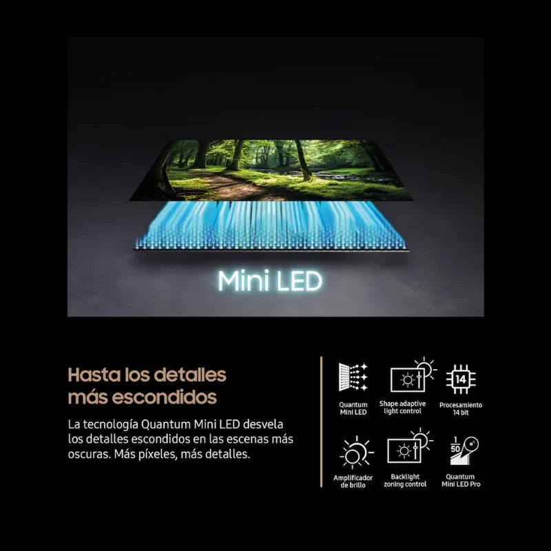 Samsung TQ85QN74FAT 85 4K Neo QLED IA com Mini LED, contraste preciso, pretos profundos, brilho intenso e processamento inteligente para detalhes nítidos
