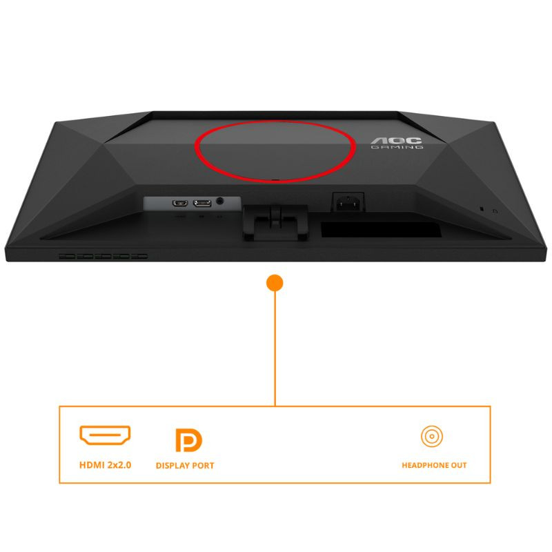 AOC Q24G4RE 24" Quad HD LED 180 Hz 1 ms Noir, vue des entrées et des portsf