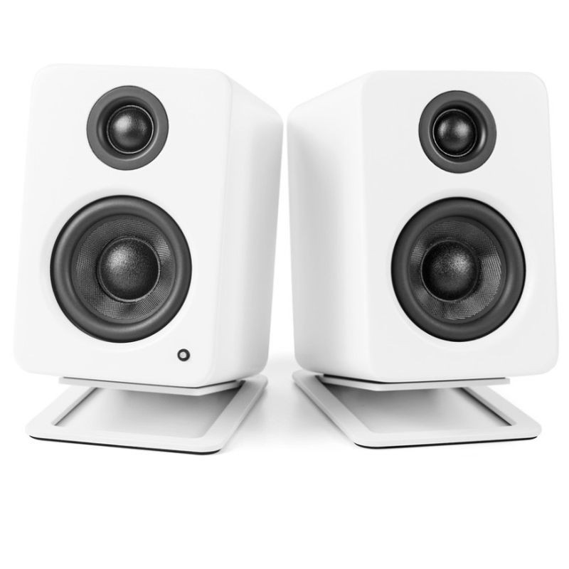 Kanto S2, Preto - Suporte para Coluna de Secretária par: bases compactas inclinadas, elevação para melhor ângulo e estabilidade, design minimalista para