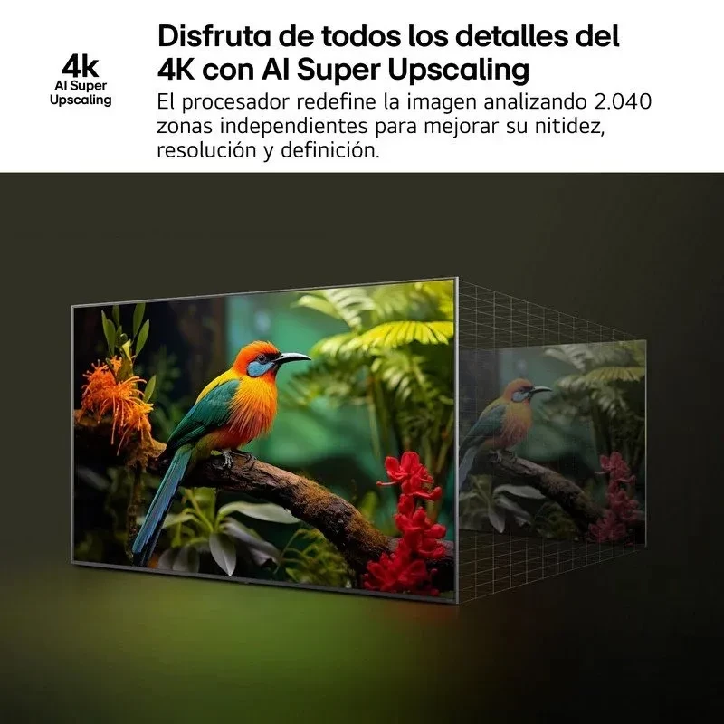 LG 65QNED80A6A 65 pulgadas 4K QNED con IA: pantalla amplia, colores vivos y alto detalle; mejora de nitidez y definición con AI Super Upscaling
