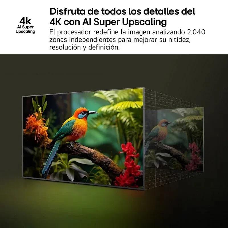 LG 65QNED80A6A 65 pulgadas 4K QNED con IA: pantalla amplia, colores vivos y alto detalle; mejora de nitidez y definición con AI Super Upscaling