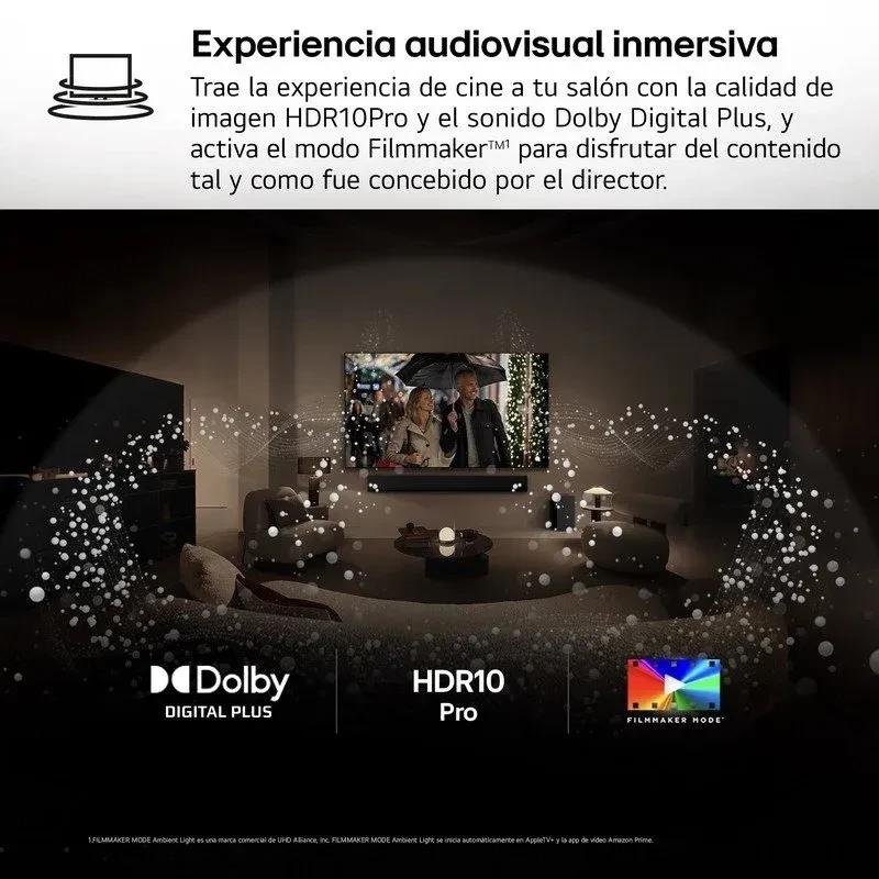 LG 65QNED80A6A 65 pulgadas 4K QNED con HDR10 Pro, Dolby Digital Plus y modo Filmmaker; colores vivos, contraste preciso y experiencia audiovisual inmersiva