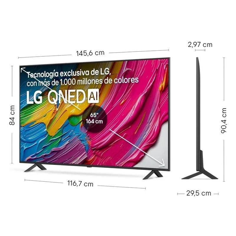 LG 65QNED80A6A 65 pulgadas 4K Ultra HD QNED con IA, panel delgado 2,97 cm, marcos finos, colores vivos y soporte doble, ideal para salas amplias