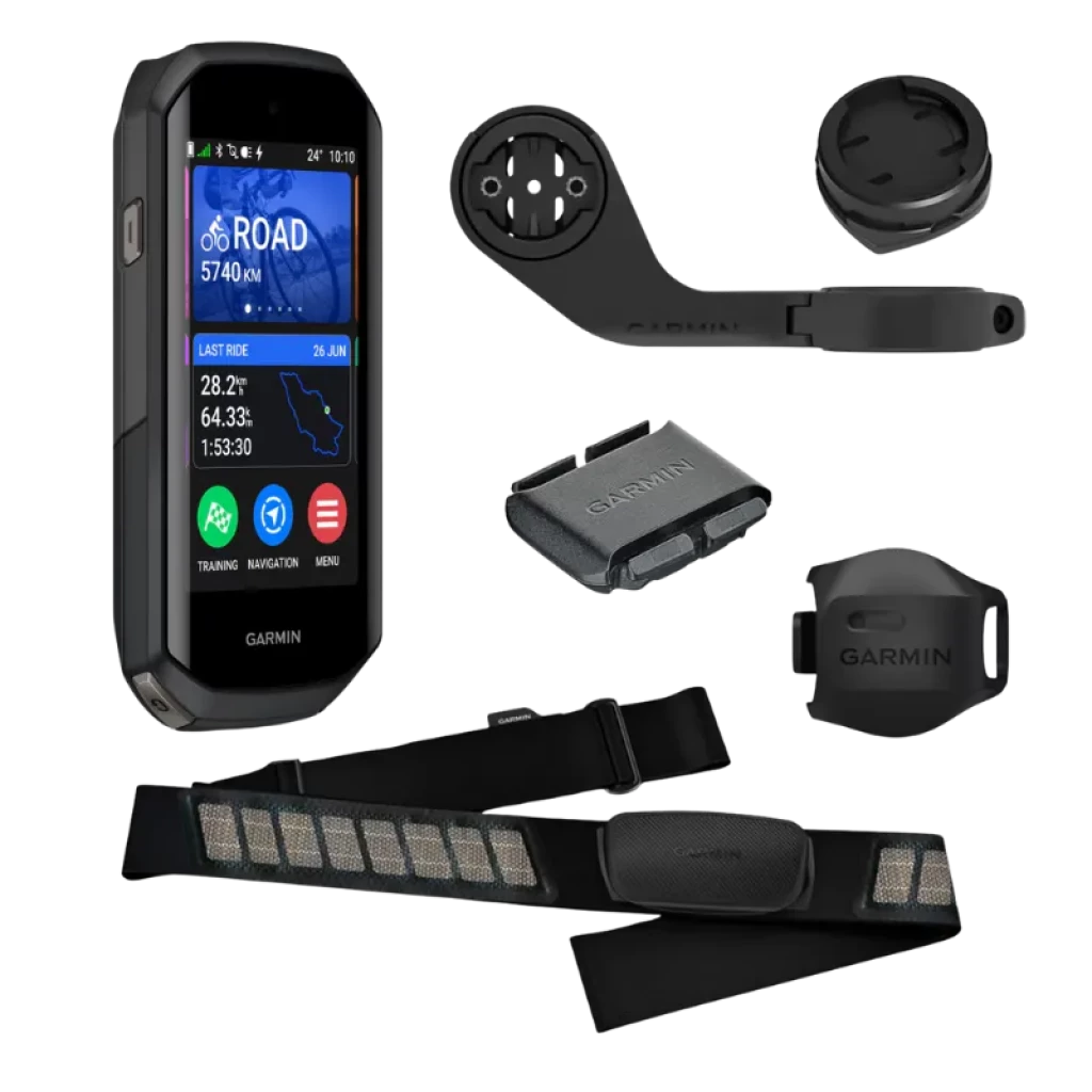Garmin Edge 1050 Bundle ciclocomputador com ecrã a cores e suporte; inclui cinta cardíaca, sensor de cadência, sensor de velocidade e adaptadores