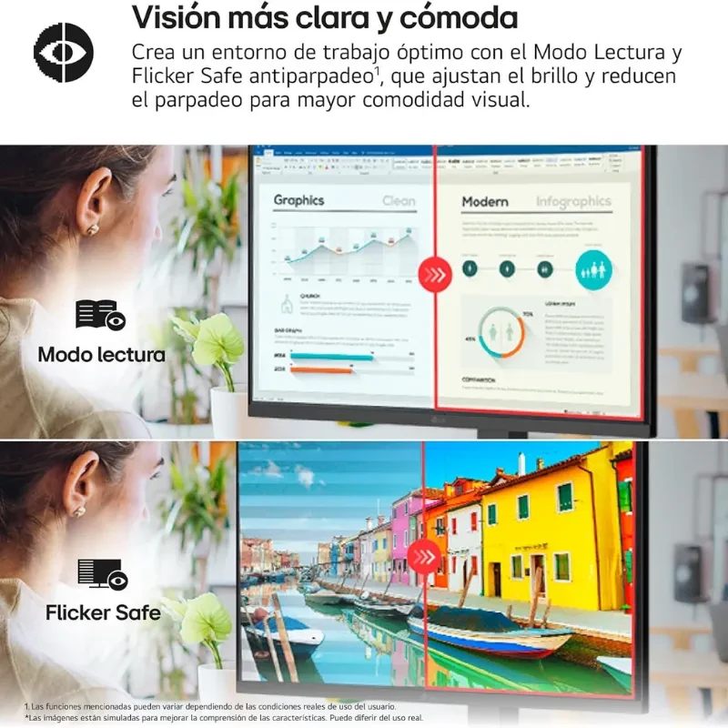 Monitor LG 27U730A-B de 27 pulgadas 4K UHD con panel IPS, biseles delgados, modo lectura y Flicker Safe para menor fatiga visual y colores vivos