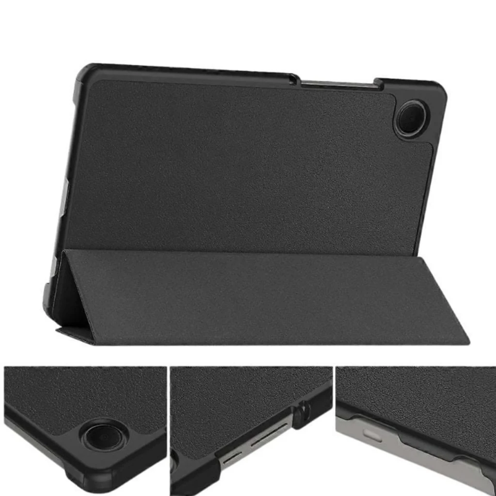 Funda Samsung Galaxy Tab A11 8.7 Compatible Negro, diseño tipo libro, soporte plegable, acabado antideslizante, recortes precisos para cámara y puertos