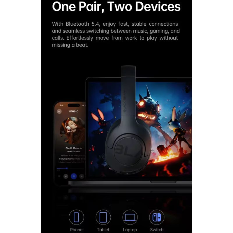 Black Shark V2 ANC Negro - Auriculares de diadema, Bluetooth 5.4