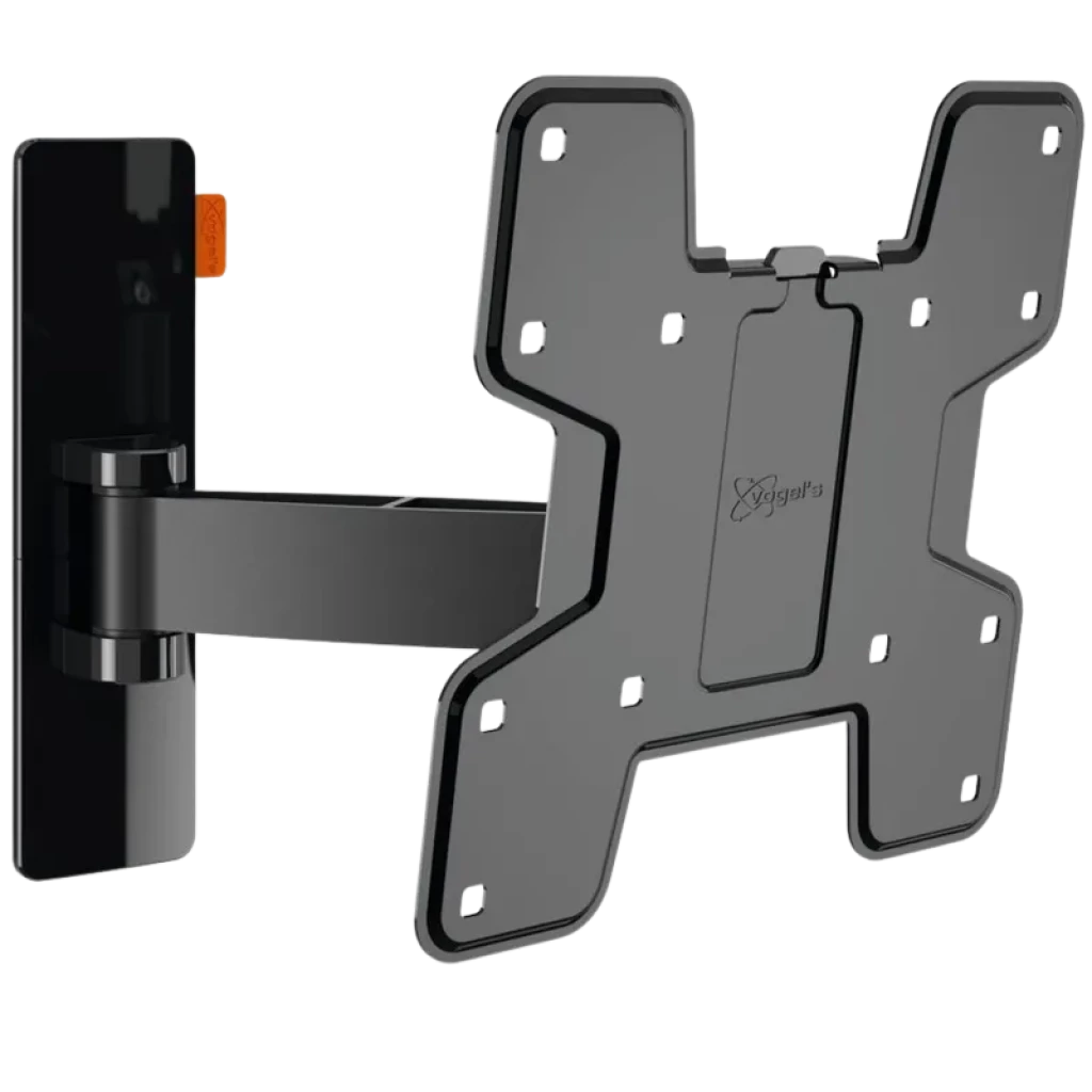 Vogels 3125 Soporte para TV 19-43, brazo articulado giratorio, placa VESA 200x200, acabado negro, montaje en pared, tornillería visible en esquinas