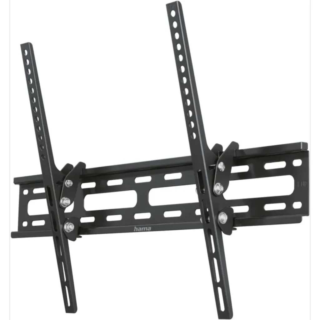 Hama 00220812 soporte mural para TV 75 pulgadas en color negro, estructura metálica robusta con brazos ajustables e inclinación para montaje seguro