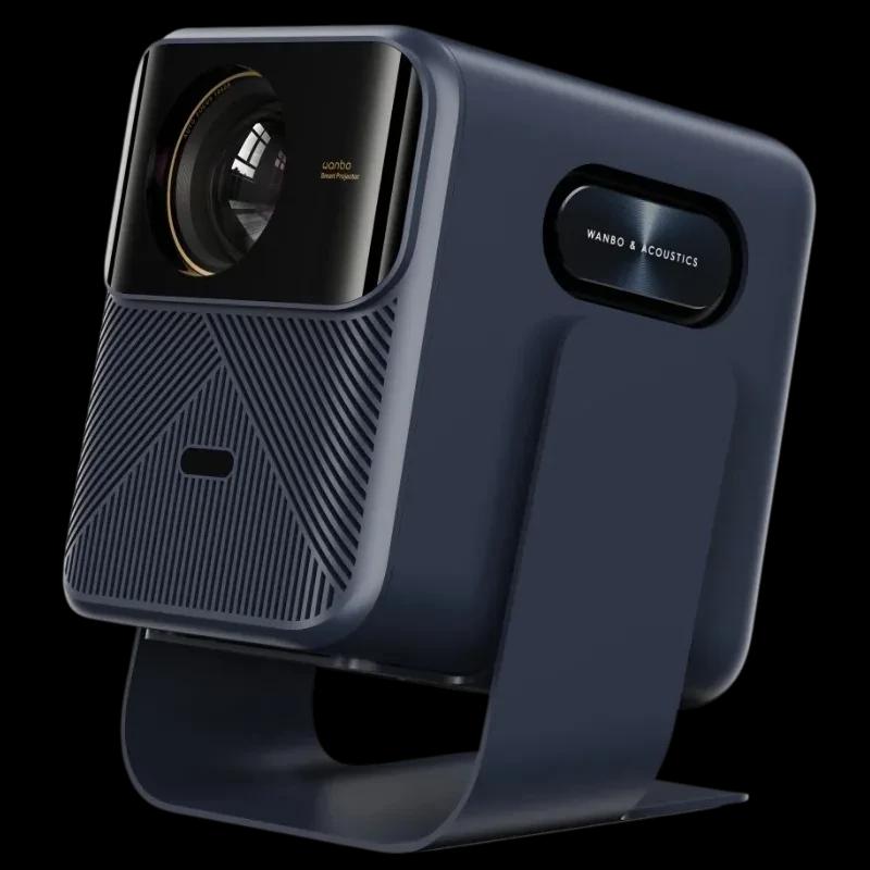 Wanbo Mozart Series Gimbal Stand Azul, soporte metálico estable con diseño minimalista en azul oscuro, base curva y brazo lateral para proyector