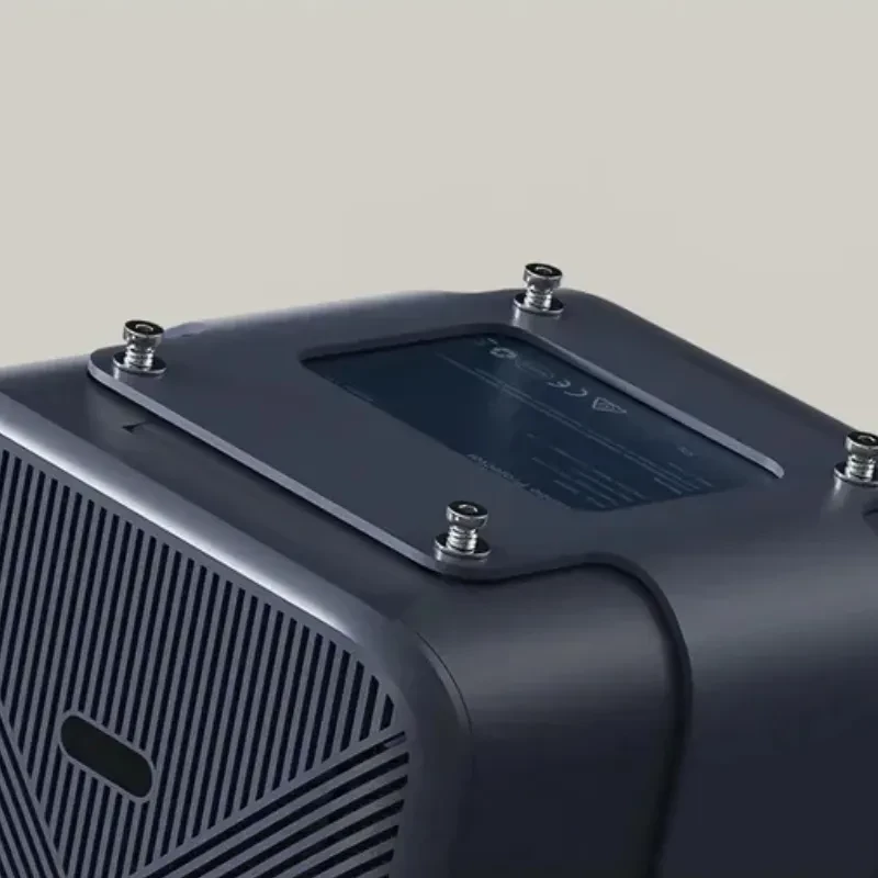 Base del soporte gimbal azul con placa metálica y tornillos, diseñada para fijar y estabilizar proyectores Wanbo Mozart Series con ventilación lateral