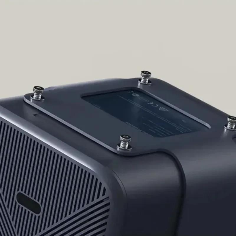 Base del soporte gimbal azul con placa metálica y tornillos, diseñada para fijar y estabilizar proyectores Wanbo Mozart Series con ventilación lateral