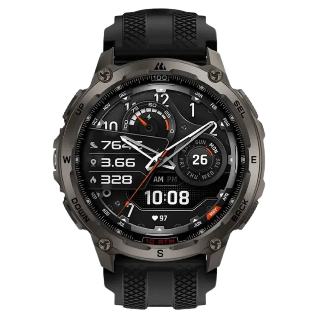 Kospet Tank T4 32GB Negro, reloj inteligente robusto con bisel metálico, correa de silicona texturizada, esfera digital multifunción y botones laterales