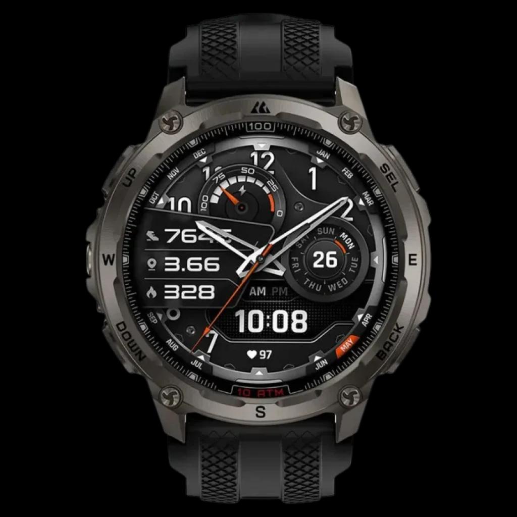 Kospet Tank T4 32GB Negro, reloj inteligente robusto con bisel metálico, correa de silicona texturizada, esfera digital multifunción y botones laterales