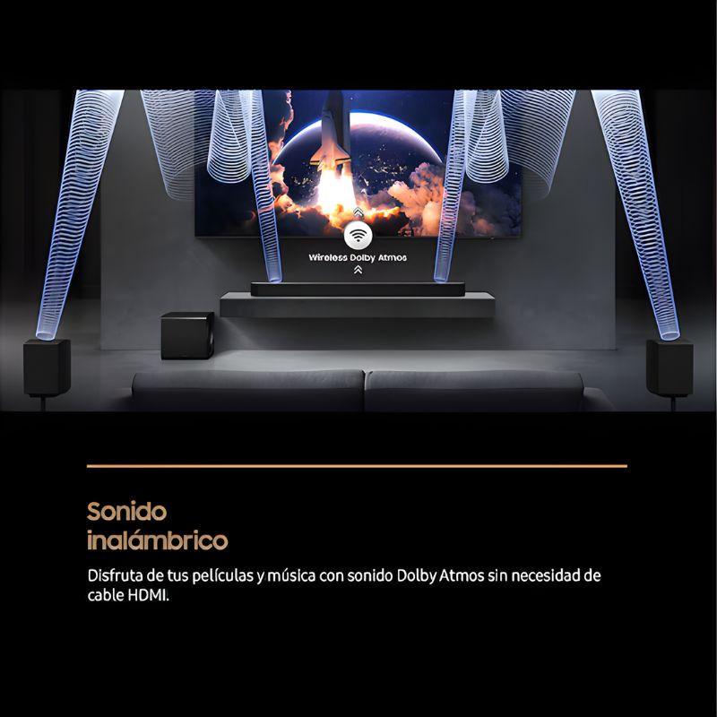 Samsung HW-QS700F/ZF 3.1.2 345 W Negro - Barra de sonido, sonido inalámbrico sin necesidad de HDMI