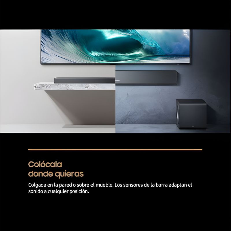 Samsung HW-QS700F/ZF 3.1.2 345 W Negro - Barra de sonido, colócalo sobre mesa o en pared