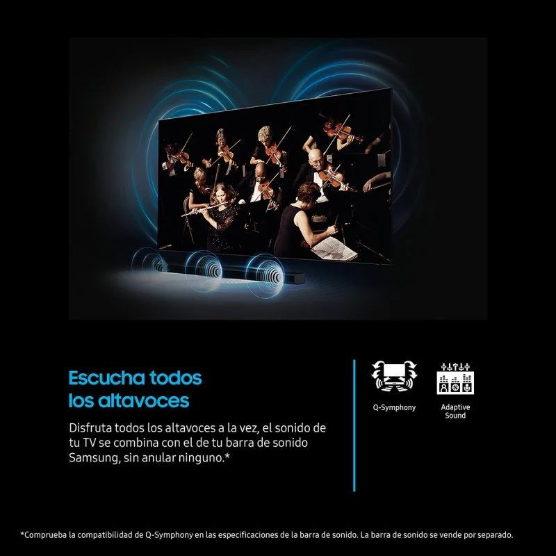 Samsung TU75U8005FU 75" 4K LED Smart TV con Q-Symphony: imagen nítida, biseles delgados y sonido inmersivo que combina TV y barra de sonido. Wifi integrado.